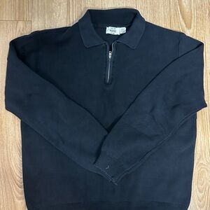 Men's Black Quarter Zip-Up Sweater